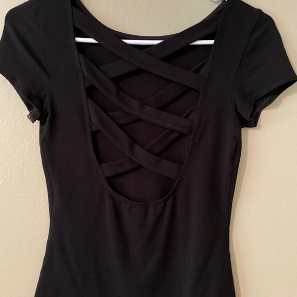 Express Tops - Express Cross Back Black Top